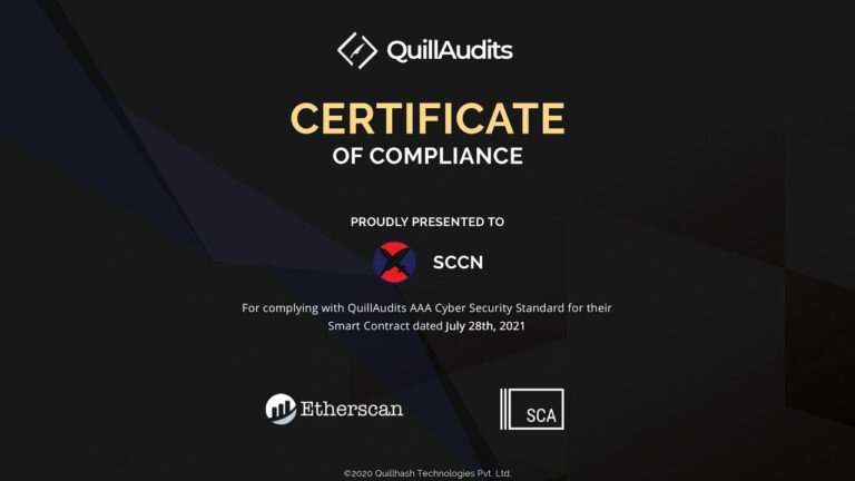 SCCN Token Receives Certificate of Compliance